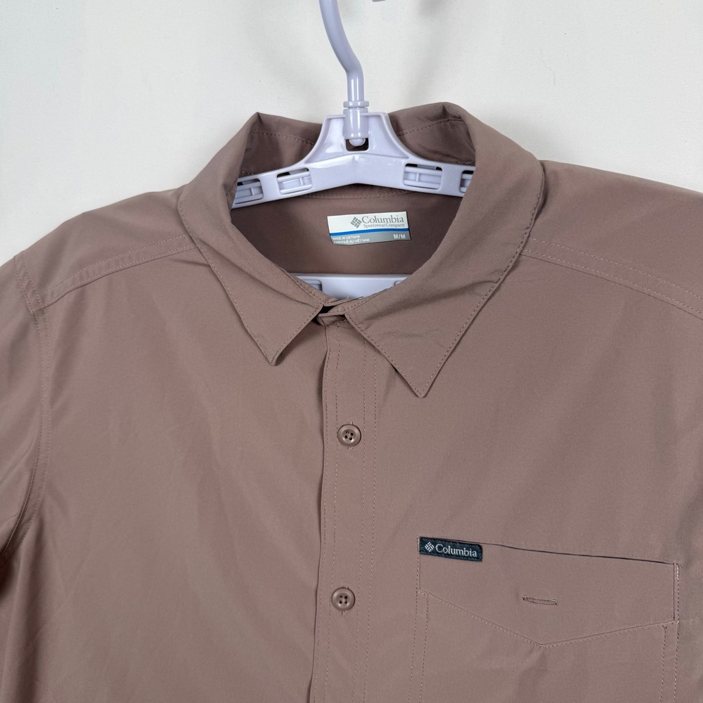 Columbia Mens Brown Long Sleeve Button Down Stretch Shirt XO1445 Size Medium